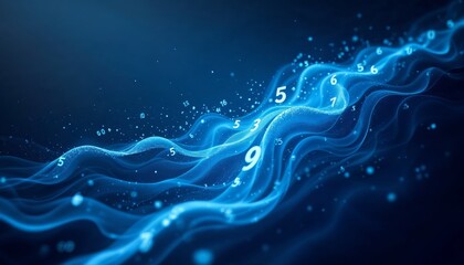 Wall Mural - abstract blue wave with numbers. concept of digital, technology, and data.