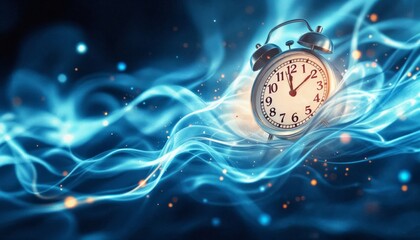 Wall Mural - time concept. alarm clock with a magical effect. concept of passing time, deadline, and schedule.