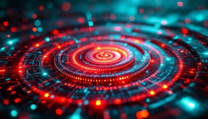 Wall Mural - abstract technology background with glowing red and blue lights. concept of innovation, future, and 