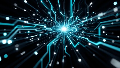 Abstract technology background with glowing circuit lines. Concept of innovation, connection, and digital.