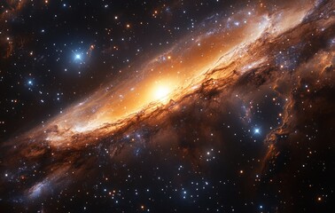 Wall Mural - Vibrant Galaxy Scene with Black Hole Bright Stars Nebula Cosmic Patterns
