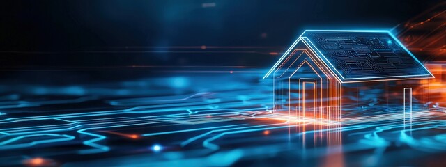 Wall Mural - digital home concept with circuit pattern design