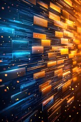 Wall Mural - abstract technology background in blue and orange colors