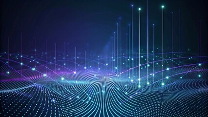 Wall Mural - dots and lines penetrate upward through particle trajectory network technology and speed sense backg