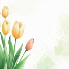 Wall Mural - vibrant tulips blooming with green leaves in full spring season nature close up floral garden color bright fresh