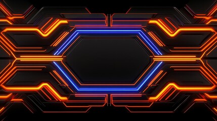 Wall Mural - abstract hexagon neon grid digital art design