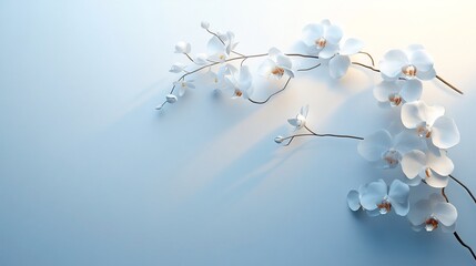 Wall Mural - Serene White Orchids: A Minimalist Floral Composition