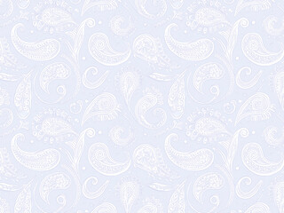 Wall Mural - Pastel color background with white paisleys pattern. Indian style ornament.