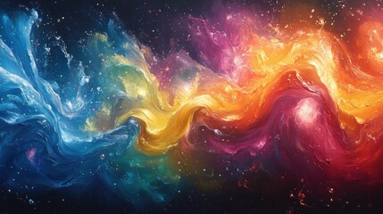 Poster - Vibrant Abstract Expressionist Color Splatter with Dynamic Organic Shapes and Fluid Forms