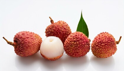 Canvas Print - Fresh lychees with one open, revealing its juicy white flesh.