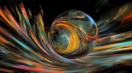 Wall Mural - Cosmic Orb: A Symphony of Color and Light