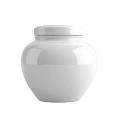Poster - The image shows a simple white ceramic jar with a lid against a plain white background, ideal for product mockups.