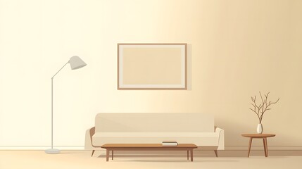 Poster - sketch layout design modern living room with sofa