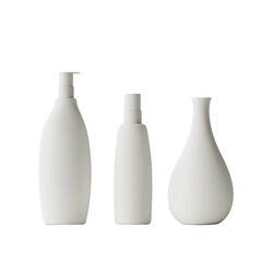 Poster - The image shows three simple, white, unbranded containers for cosmetics or toiletries, arranged neatly on a white background.