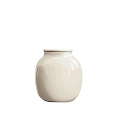 Poster - The image shows a simple off-white ceramic jar with a lid, presented against a plain white backdrop.