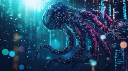 Wall Mural - Digital Octopus: A Symphony of Code and Tentacles