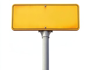 Wall Mural - Blank yellow rectangular sign on metal post.