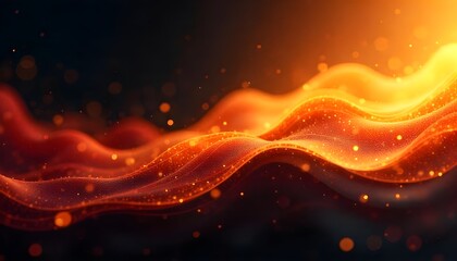 Aufkleber - Abstract background with black, brown, red, amber, yellow, gold, and white. Gradient blend with fluid blur, grain texture, and glowing neon effect. Dynamic wave lines add motion