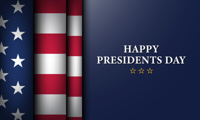 Wall Mural - Presidents Day Greeting Card with USA Flag Illustration on blue background.