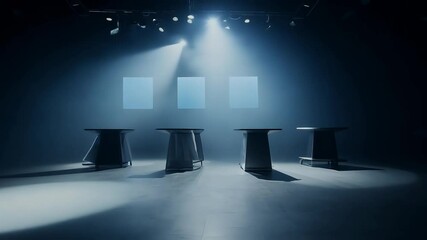 Wall Mural - dark room display empty the background dark smoky shadows products blue stage dark window creative presentation floor advertising modern beautiful decoration ground projection gallery empty scene