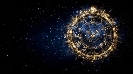 Wall Mural - Celestial Clock Time, Cosmos, Stardust, and Mystery