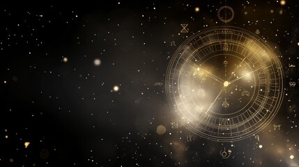 Wall Mural - Celestial Clockwork Cosmos and Astrology Wheel