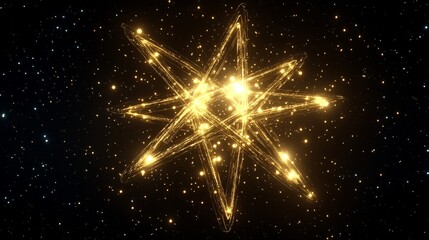 Wall Mural - celestial golden starburst in dark space