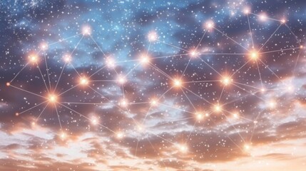 Celestial Network Illuminated Nodes in Cosmic Cloudscape