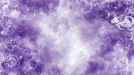 Wall Mural - Celestial Zodiac Constellations Purple Watercolor Background