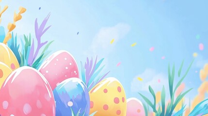 Wall Mural - A set of pastel Easter templates for creating greeting cards and posters.