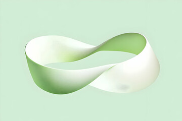 Wall Mural - 3d green and white abstract mobius strip forms an infinity symbol on a pastel green background