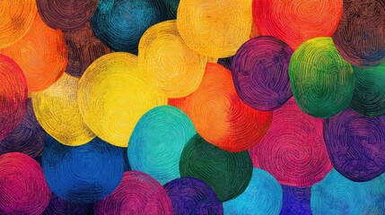 Wall Mural - Vibrant Abstract Colorful Circles Painting