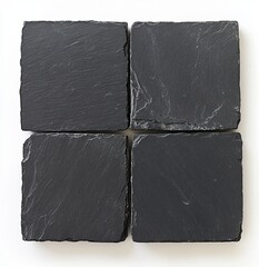 Wall Mural - Four square black slate coasters.