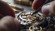 © keshia - An intricate shot of a watchmaker assembling a luxury watch, Watchmaking workshop scene, Haute horology style