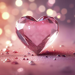 Wall Mural - Radiant Pink Heart with Glitter and Bokeh Elegance