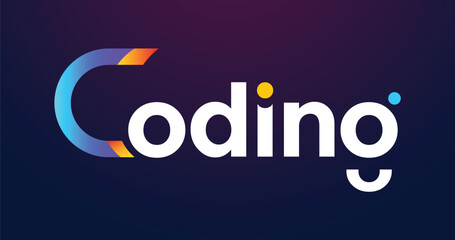colorful coding typography logo vector template
