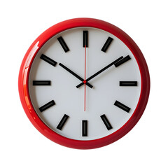 red wall clock isolated on transparent background