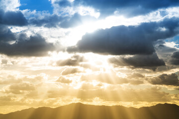 Wall Mural - orange light through the cloud