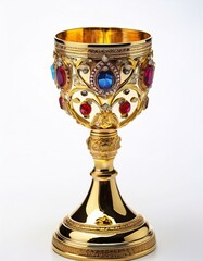 Wall Mural - Ornate gold chalice with colorful gemstones.