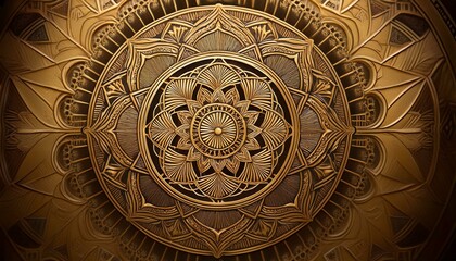 Wall Mural - Intricate golden mandala design.  A luxurious, detailed artwork.