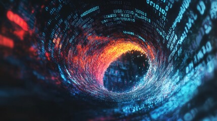 Fototapete - Depths of Digital Data Stream Representing Modern Technology, Virtual Reality, and Abstract Data Visualization in a Colorful Binary Environment