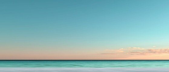 Wall Mural - a serene ocean view at sunset with gentle waves and a clear blue sky, creating a tranquil atmosphere