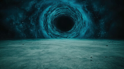Wall Mural - vast swirling whirlpool in the middle of a desolate landscape with cosmic elements