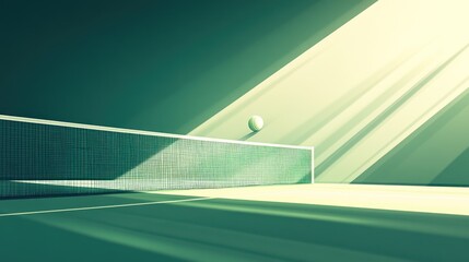 Wall Mural - Sunlit indoor ping pong table with ball.