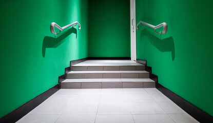 Wall Mural - Background of stairs and green walls