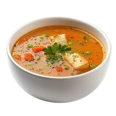 Wall Mural - soup advertisement isolated on white background full depth of field