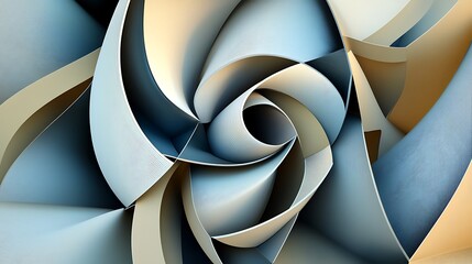 Abstract Swirling Blue and Beige Curves