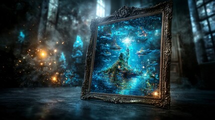 Aufkleber - Dreams reflected in a large antique mirror enchanting art display mystical environment creative viewpoint