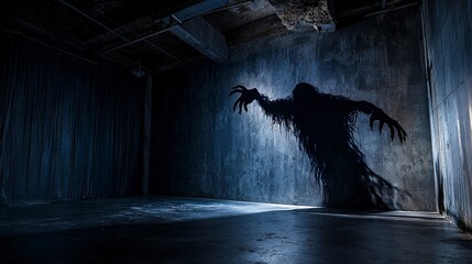 Aufkleber - Mysterious shadow creature haunts abandoned warehouse eerie atmosphere dark environment spooky vision