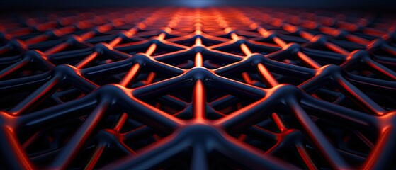 Wall Mural - Intricate geometric pattern with glowing edges in dark tones.